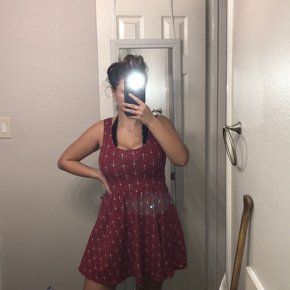 Anchor red skater dress